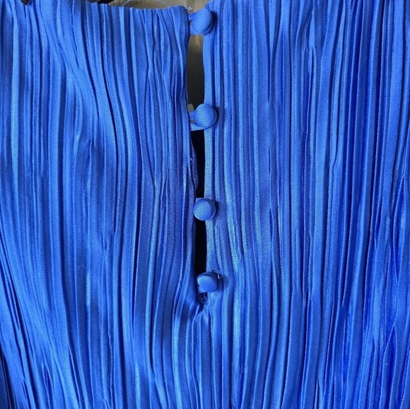 VTG 80s Michael Marcella Beaded Crinckle Dress 4 Women Blue Y2k USA Layered - Picture 15 of 16